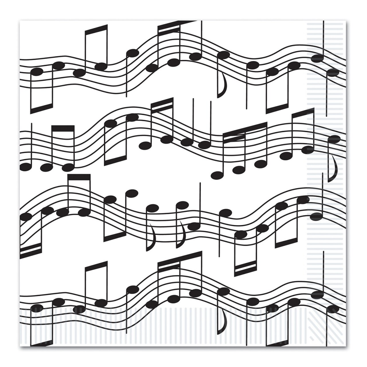 Party Central Club Pack of 192 Black and White Musical Notes Disposable Luncheon Party Napkins 6.5"